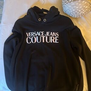 Versace Jeans Collection Black Hoodie with iridescent Logo